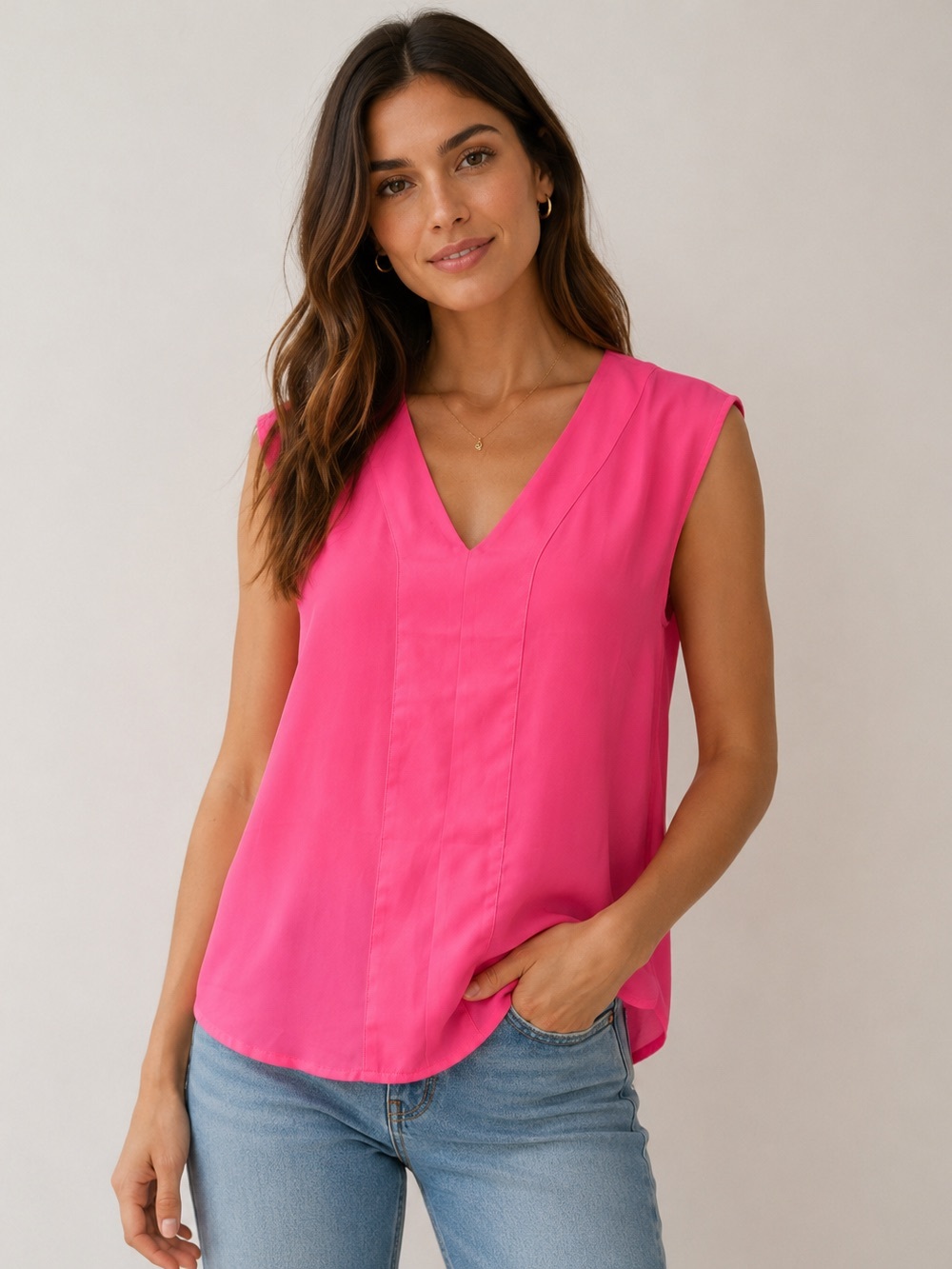 J. Crew Sleeveless V-Neck Camisole in Hot Pink size XS